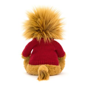 Bashful Lion with Personalised Red Jumper